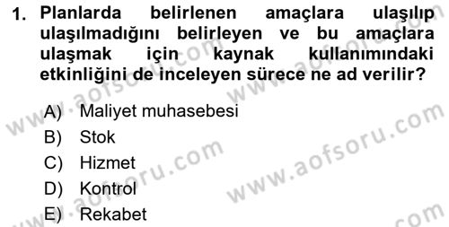 Sağlık İşletmelerinde Maliyet Yönetim Dersi 2022 - 2023 Yılı Yaz Okulu Sınavı 1. Soru