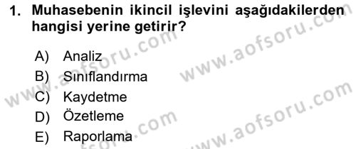 Sağlık İşletmelerinde Maliyet Yönetim Dersi 2023 - 2024 Yılı (Vize) Ara Sınavı 1. Soru