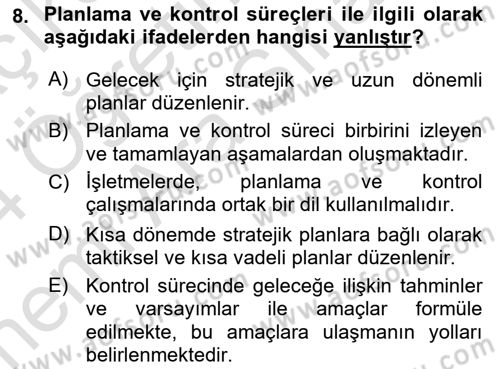 Sağlık İşletmelerinde Maliyet Yönetim Dersi 2023 - 2024 Yılı (Vize) Ara Sınav Soruları 8. Soru