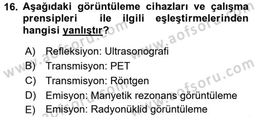 Tibbi Cihaz Ve Malzemeler Dersi 2017 - 2018 Yılı (Vize) Ara Sınavı 16. Soru