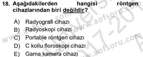 Tibbi Cihaz Ve Malzemeler Dersi 2017 - 2018 Yılı (Vize) Ara Sınavı 18. Soru