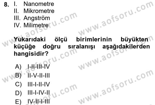 Tibbi Cihaz Ve Malzemeler Dersi 2017 - 2018 Yılı (Vize) Ara Sınavı 8. Soru