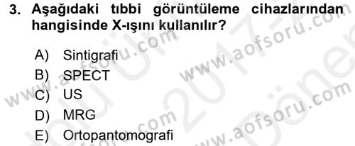 Tibbi Cihaz Ve Malzemeler Dersi 2017 - 2018 Yılı (Final) Dönem Sonu Sınavı 3. Soru