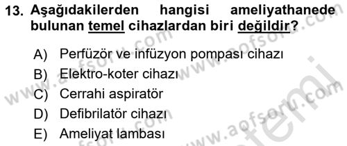 Tibbi Cihaz Ve Malzemeler Dersi 2018 - 2019 Yılı 3 Ders Sınavı 13. Soru