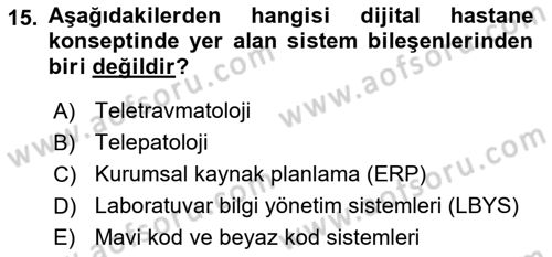 Tibbi Cihaz Ve Malzemeler Dersi 2018 - 2019 Yılı 3 Ders Sınavı 15. Soru