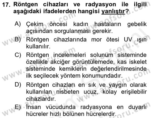 Tibbi Cihaz Ve Malzemeler Dersi 2018 - 2019 Yılı (Vize) Ara Sınavı 17. Soru