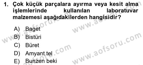 Tibbi Cihaz Ve Malzemeler Dersi 2019 - 2020 Yılı (Vize) Ara Sınavı 1. Soru