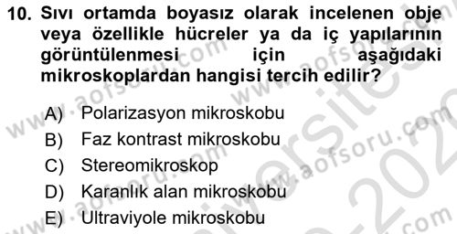 Tibbi Cihaz Ve Malzemeler Dersi 2019 - 2020 Yılı (Vize) Ara Sınavı 10. Soru