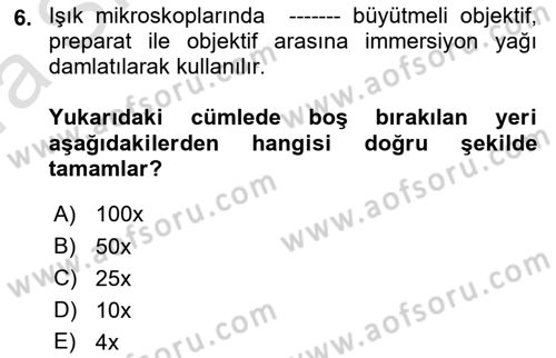 Tibbi Cihaz Ve Malzemeler Dersi 2019 - 2020 Yılı (Vize) Ara Sınavı 6. Soru