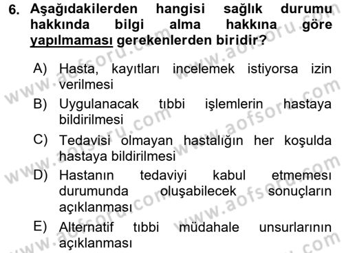 Bakım Elemanı Yetiştirme Ve Geliştirme 1 Dersi 2017 - 2018 Yılı (Vize) Ara Sınav Soruları 6. Soru