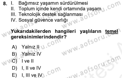 Bakım Elemanı Yetiştirme Ve Geliştirme 1 Dersi 2017 - 2018 Yılı (Vize) Ara Sınav Soruları 8. Soru