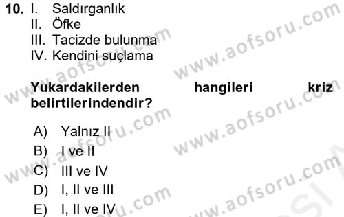 Bakım Elemanı Yetiştirme Ve Geliştirme 1 Dersi 2017 - 2018 Yılı (Final) Dönem Sonu Sınav Soruları 10. Soru