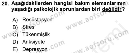 Bakım Elemanı Yetiştirme Ve Geliştirme 1 Dersi 2017 - 2018 Yılı (Final) Dönem Sonu Sınav Soruları 20. Soru