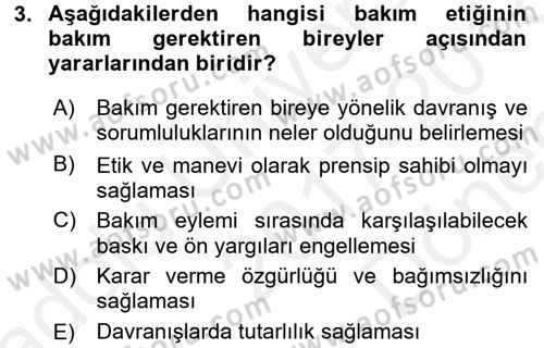 Bakım Elemanı Yetiştirme Ve Geliştirme 1 Dersi 2017 - 2018 Yılı (Final) Dönem Sonu Sınav Soruları 3. Soru