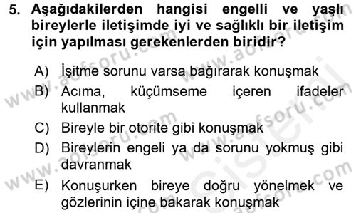 Bakım Elemanı Yetiştirme Ve Geliştirme 1 Dersi 2017 - 2018 Yılı (Final) Dönem Sonu Sınav Soruları 5. Soru
