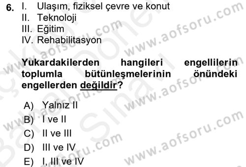 Bakım Elemanı Yetiştirme Ve Geliştirme 1 Dersi 2017 - 2018 Yılı (Final) Dönem Sonu Sınav Soruları 6. Soru