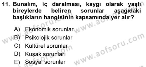 Bakım Elemanı Yetiştirme Ve Geliştirme 1 Dersi 2018 - 2019 Yılı 3 Ders Sınav Soruları 11. Soru