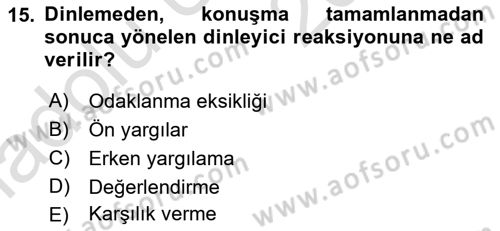 Bakım Elemanı Yetiştirme Ve Geliştirme 1 Dersi 2018 - 2019 Yılı 3 Ders Sınav Soruları 15. Soru