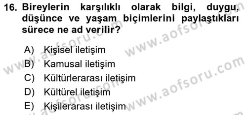 Bakım Elemanı Yetiştirme Ve Geliştirme 1 Dersi 2018 - 2019 Yılı 3 Ders Sınav Soruları 16. Soru