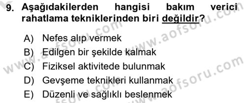 Bakım Elemanı Yetiştirme Ve Geliştirme 1 Dersi 2018 - 2019 Yılı 3 Ders Sınav Soruları 9. Soru