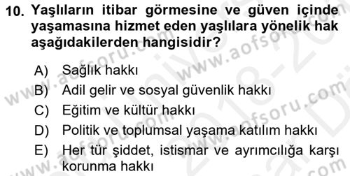 Bakım Elemanı Yetiştirme Ve Geliştirme 1 Dersi 2018 - 2019 Yılı (Vize) Ara Sınav Soruları 10. Soru