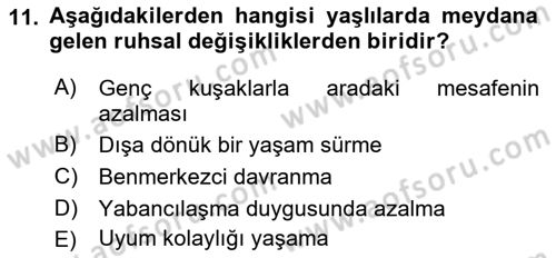 Bakım Elemanı Yetiştirme Ve Geliştirme 1 Dersi 2018 - 2019 Yılı Yaz Okulu Sınav Soruları 11. Soru
