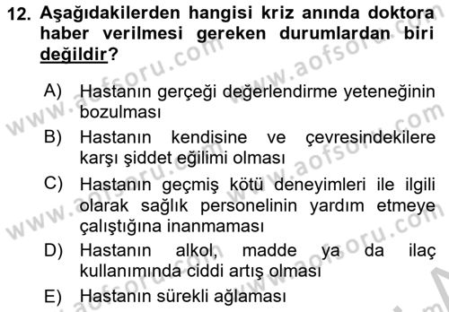 Bakım Elemanı Yetiştirme Ve Geliştirme 1 Dersi 2018 - 2019 Yılı Yaz Okulu Sınav Soruları 12. Soru