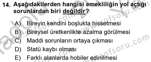 Bakım Elemanı Yetiştirme Ve Geliştirme 1 Dersi 2018 - 2019 Yılı Yaz Okulu Sınav Soruları 14. Soru