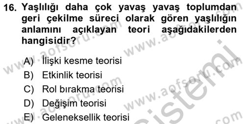 Bakım Elemanı Yetiştirme Ve Geliştirme 1 Dersi 2018 - 2019 Yılı Yaz Okulu Sınav Soruları 16. Soru