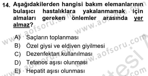 Bakım Elemanı Yetiştirme Ve Geliştirme 1 Dersi 2021 - 2022 Yılı (Final) Dönem Sonu Sınav Soruları 14. Soru