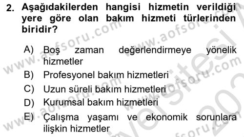 Bakım Elemanı Yetiştirme Ve Geliştirme 1 Dersi 2021 - 2022 Yılı (Final) Dönem Sonu Sınav Soruları 2. Soru
