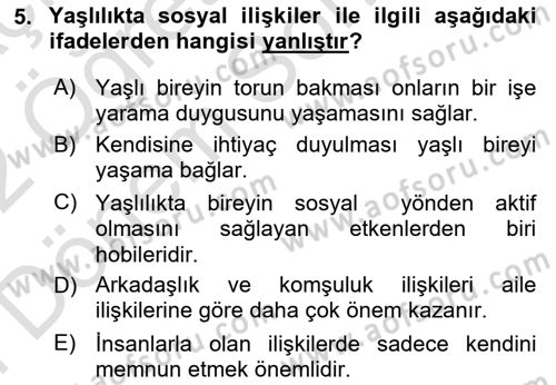 Bakım Elemanı Yetiştirme Ve Geliştirme 1 Dersi 2021 - 2022 Yılı (Final) Dönem Sonu Sınav Soruları 5. Soru