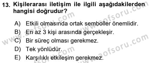 Bakım Elemanı Yetiştirme Ve Geliştirme 1 Dersi 2022 - 2023 Yılı Yaz Okulu Sınav Soruları 13. Soru