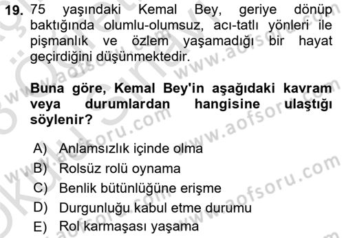 Bakım Elemanı Yetiştirme Ve Geliştirme 1 Dersi 2022 - 2023 Yılı Yaz Okulu Sınav Soruları 19. Soru