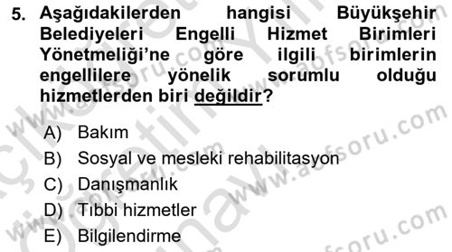 Bakım Elemanı Yetiştirme Ve Geliştirme 1 Dersi 2022 - 2023 Yılı Yaz Okulu Sınav Soruları 5. Soru