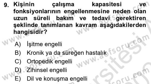 Bakım Elemanı Yetiştirme Ve Geliştirme 1 Dersi 2022 - 2023 Yılı Yaz Okulu Sınav Soruları 9. Soru