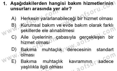 Bakım Elemanı Yetiştirme Ve Geliştirme 1 Dersi 2023 - 2024 Yılı (Vize) Ara Sınav Soruları 1. Soru