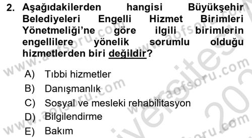 Bakım Elemanı Yetiştirme Ve Geliştirme 1 Dersi 2023 - 2024 Yılı (Vize) Ara Sınav Soruları 2. Soru