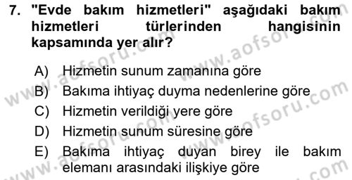 Bakım Elemanı Yetiştirme Ve Geliştirme 1 Dersi 2023 - 2024 Yılı (Vize) Ara Sınav Soruları 7. Soru