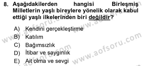 Bakım Elemanı Yetiştirme Ve Geliştirme 1 Dersi 2023 - 2024 Yılı (Vize) Ara Sınav Soruları 8. Soru