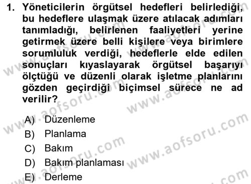 Bakım Elemanı Yetiştirme Ve Geliştirme 1 Dersi 2023 - 2024 Yılı (Final) Dönem Sonu Sınav Soruları 1. Soru