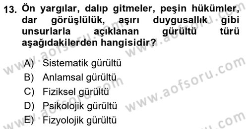 Bakım Elemanı Yetiştirme Ve Geliştirme 1 Dersi 2023 - 2024 Yılı (Final) Dönem Sonu Sınav Soruları 13. Soru