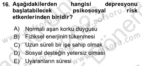 Bakım Elemanı Yetiştirme Ve Geliştirme 1 Dersi 2023 - 2024 Yılı (Final) Dönem Sonu Sınav Soruları 16. Soru
