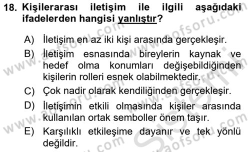 Bakım Elemanı Yetiştirme Ve Geliştirme 1 Dersi 2023 - 2024 Yılı (Final) Dönem Sonu Sınav Soruları 18. Soru