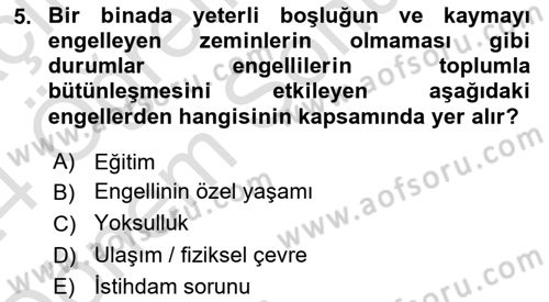 Bakım Elemanı Yetiştirme Ve Geliştirme 1 Dersi 2023 - 2024 Yılı (Final) Dönem Sonu Sınav Soruları 5. Soru