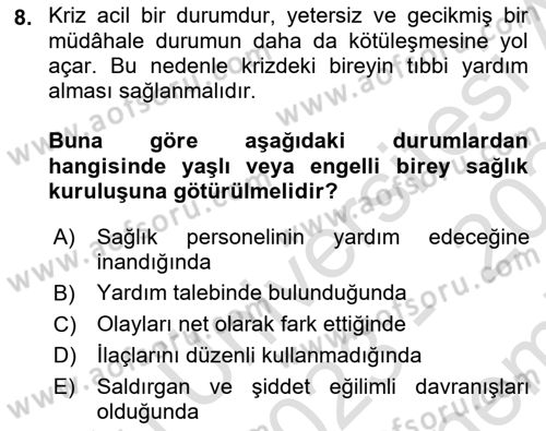 Bakım Elemanı Yetiştirme Ve Geliştirme 1 Dersi 2023 - 2024 Yılı (Final) Dönem Sonu Sınav Soruları 8. Soru