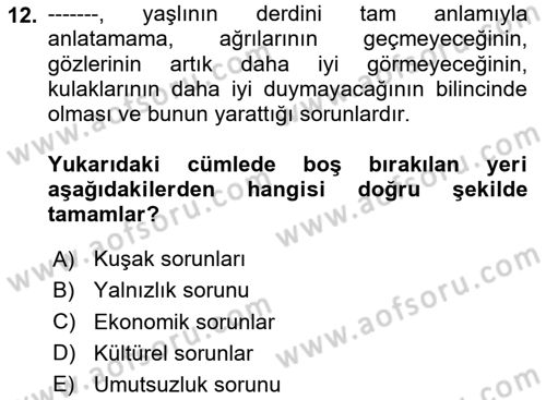 Bakım Elemanı Yetiştirme Ve Geliştirme 1 Dersi 2023 - 2024 Yılı Yaz Okulu Sınav Soruları 12. Soru