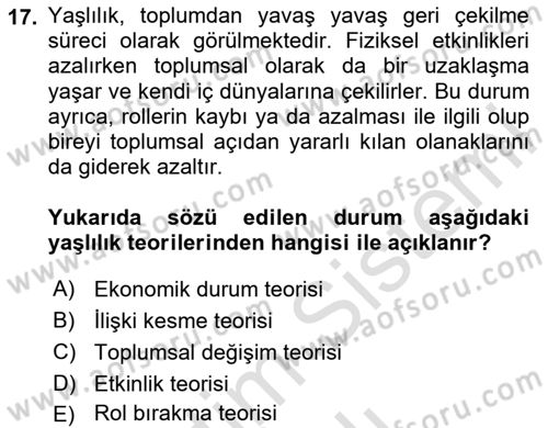 Bakım Elemanı Yetiştirme Ve Geliştirme 1 Dersi 2023 - 2024 Yılı Yaz Okulu Sınav Soruları 17. Soru