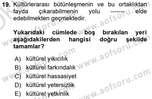 Bakım Elemanı Yetiştirme Ve Geliştirme 1 Dersi 2023 - 2024 Yılı Yaz Okulu Sınav Soruları 19. Soru