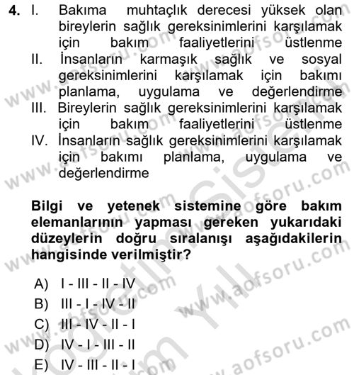 Bakım Elemanı Yetiştirme Ve Geliştirme 1 Dersi 2023 - 2024 Yılı Yaz Okulu Sınav Soruları 4. Soru